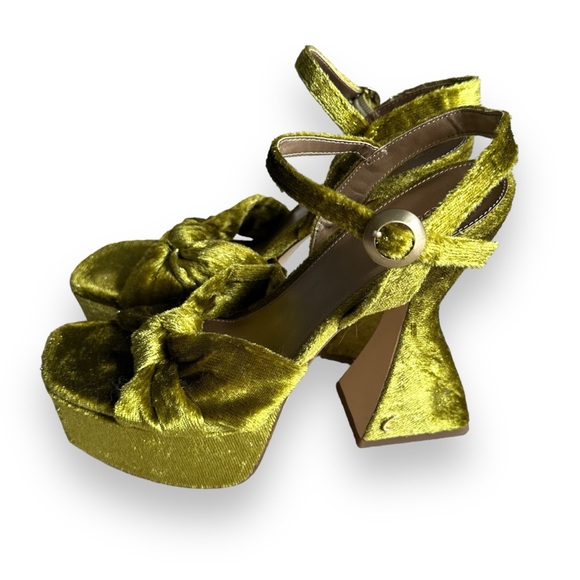 Circus by Sam Edelman Citron Audrea Velvet Platform Ankle Strap Heels Disco Sz 9 - Picture 4 of 12